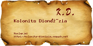 Kolonits Dionízia névjegykártya